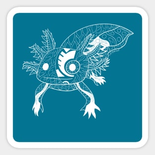 kawaii axolotl in totonac xochimilco pattern style ecopop blue Sticker